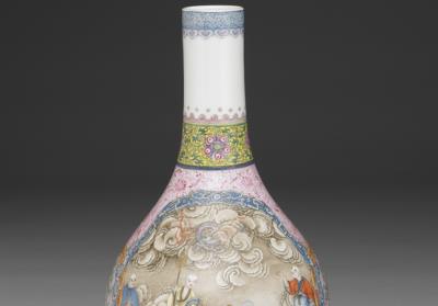 图片[2]-Gall-bladder-shaped vase with “Eighteen Lohans” motif  in yangcai painted enamels, Qianlong reign (1736-1795), Qing dynasty-China Archive